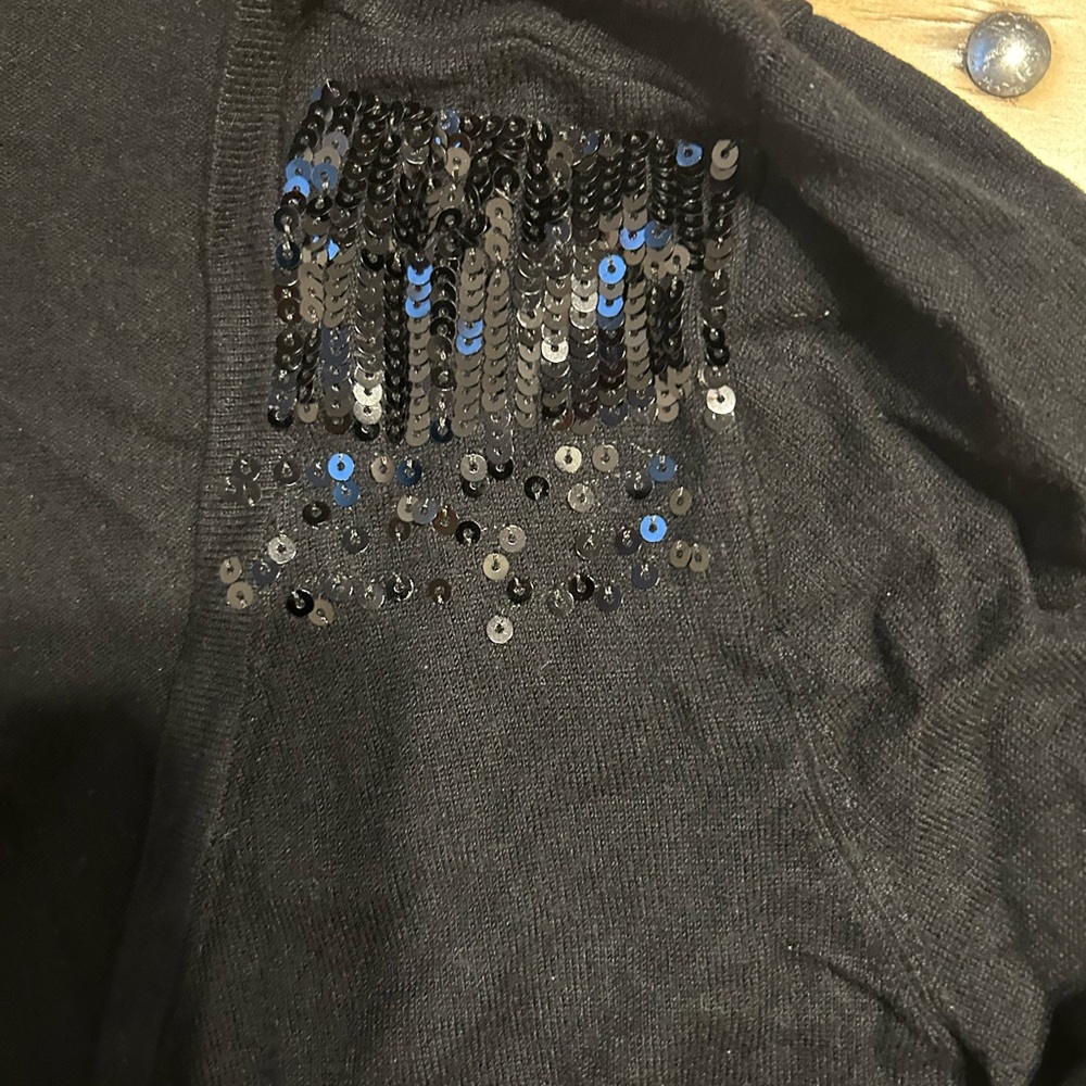 Men's Black Sweater with Sequin Detail